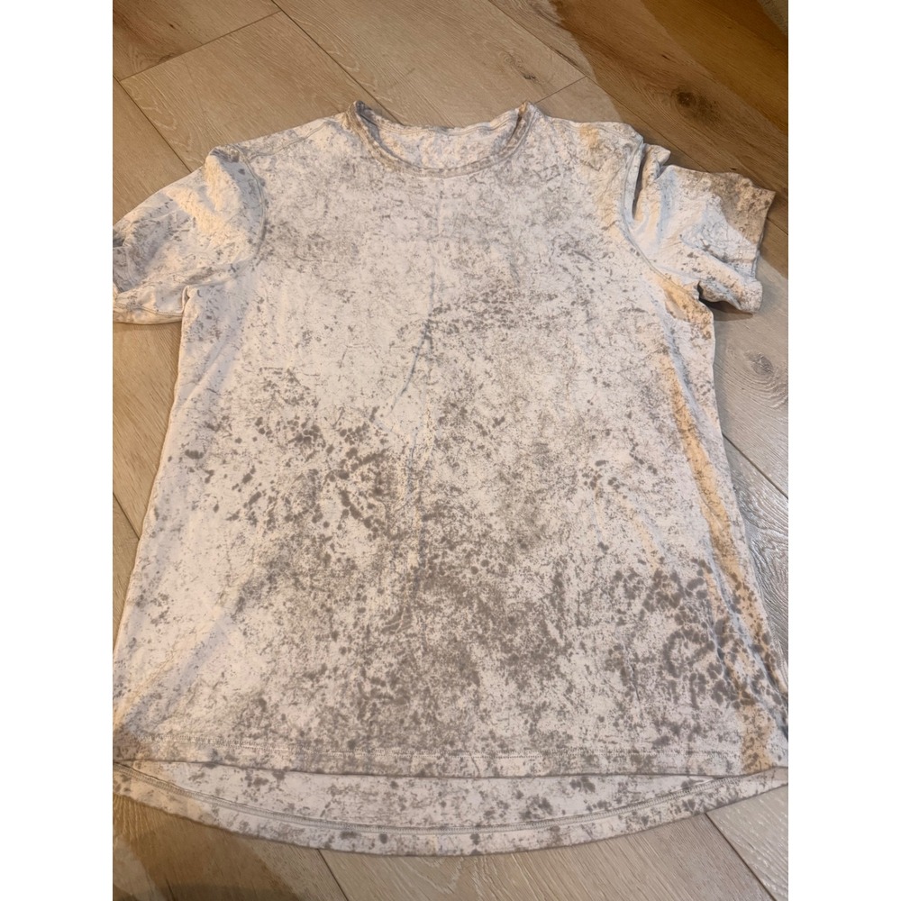 Lululemon Fundamental T-Shirt Mens L Grey White Acid Wash  Short Sleeve 314
